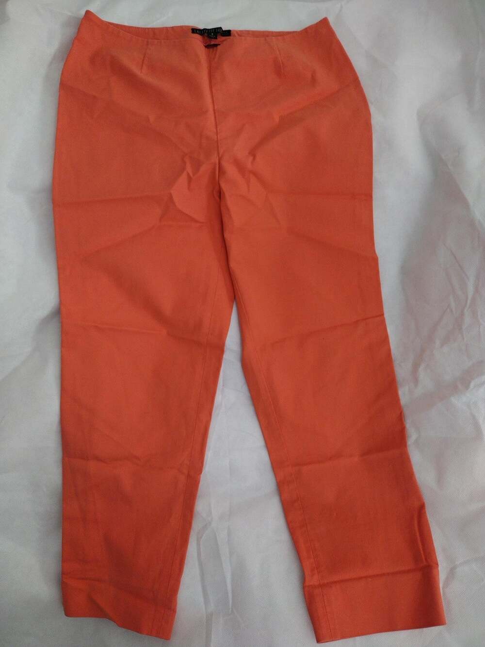 Lafayette 148 New York Pants Womens Sz 8 Orange Stretch Cropped Ankle Capri